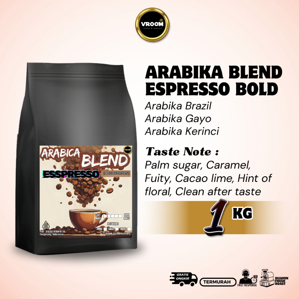 

Coffee Arabika Blend Espresso Bold Roasted Beans Kopi Biji Matang Bubuk 1KG
