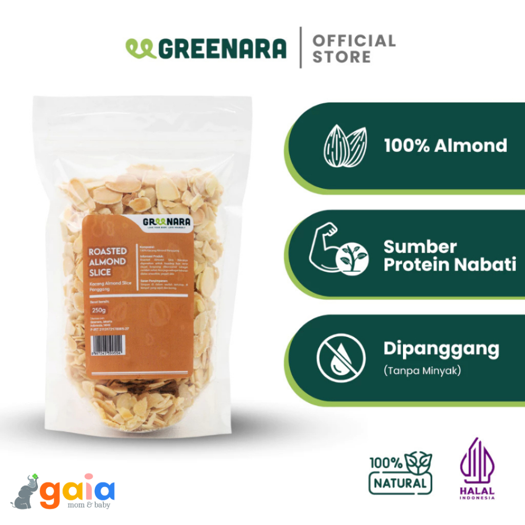 

Greenara Roasted Almond Slice 250gr | Kacang Almond Iris Panggang 250gr