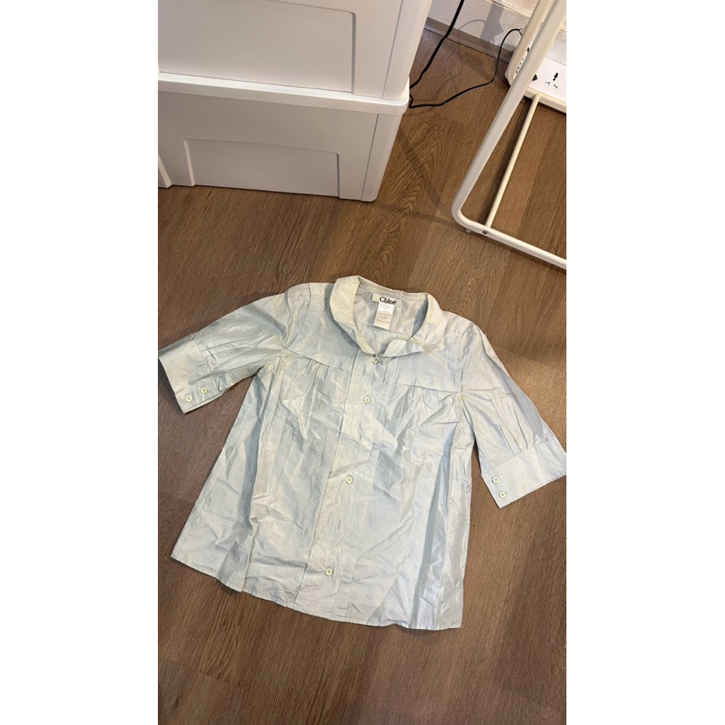 Chloé Paris Light Blue Button Blouse Made in France