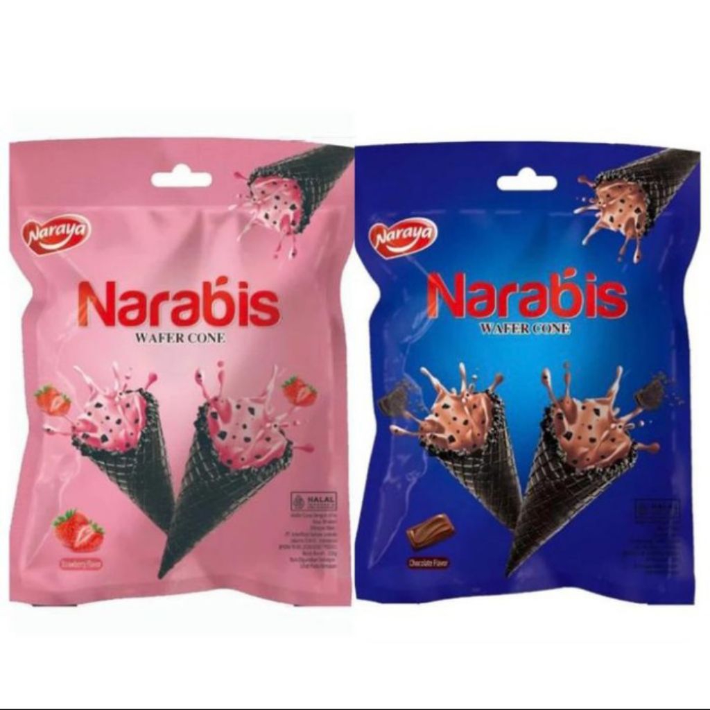 

Naraya Narabis Wafer Cone Cream Chocolate Strawberry ~ Kemasan 80 gram- 220 gram