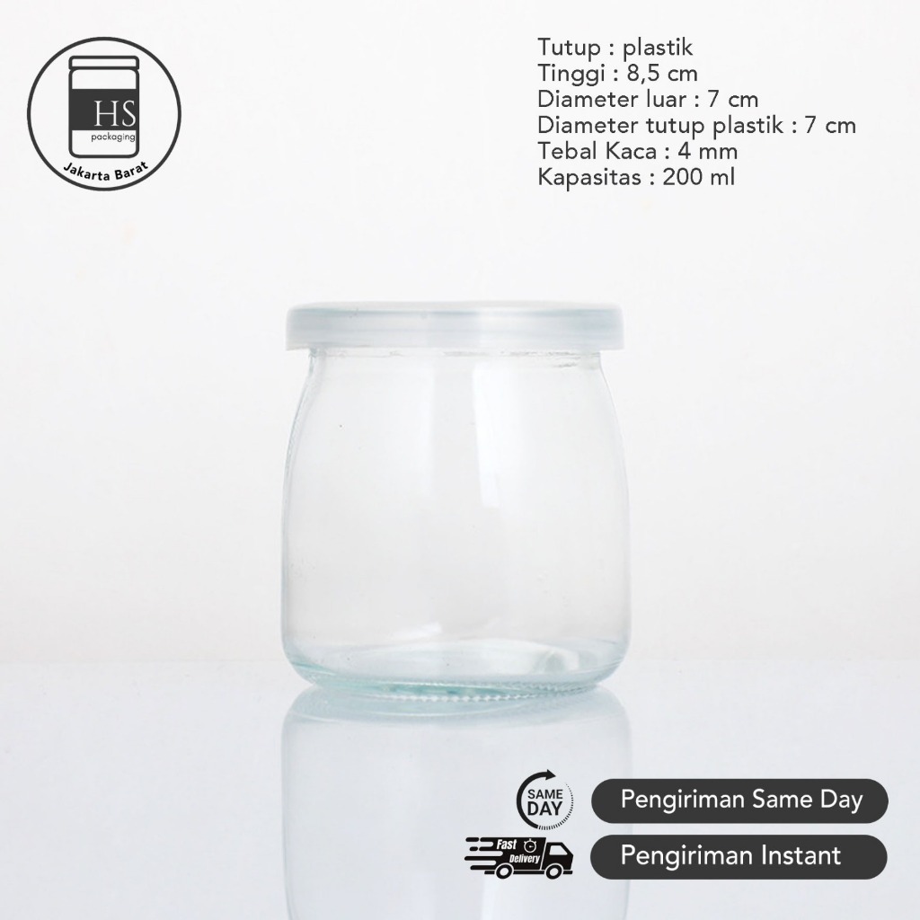 HS JAKBAR 200ML Jar Puding Toples Kaca