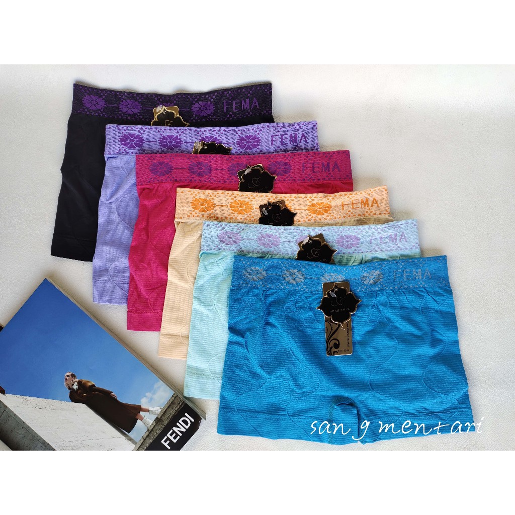 Fema Boxer Wanita Rajut Short Pants CD Rajut Melar