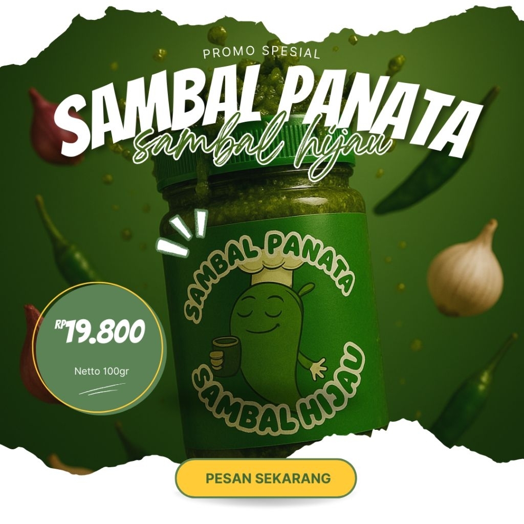 

Sambal Panata Sambal Hijau Pedas Kental | Sambal Uleg Cabe Hijau Asli 100gr | Sambal Homemade Enak Praktis