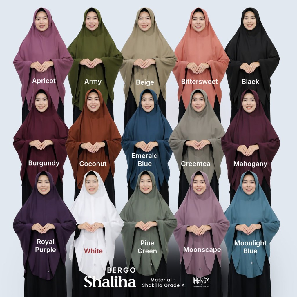 Bergo SHALIHA  jilbab hijab instan syar'i syari jumbo ORI HAYURI HIJAB OFFICIAL