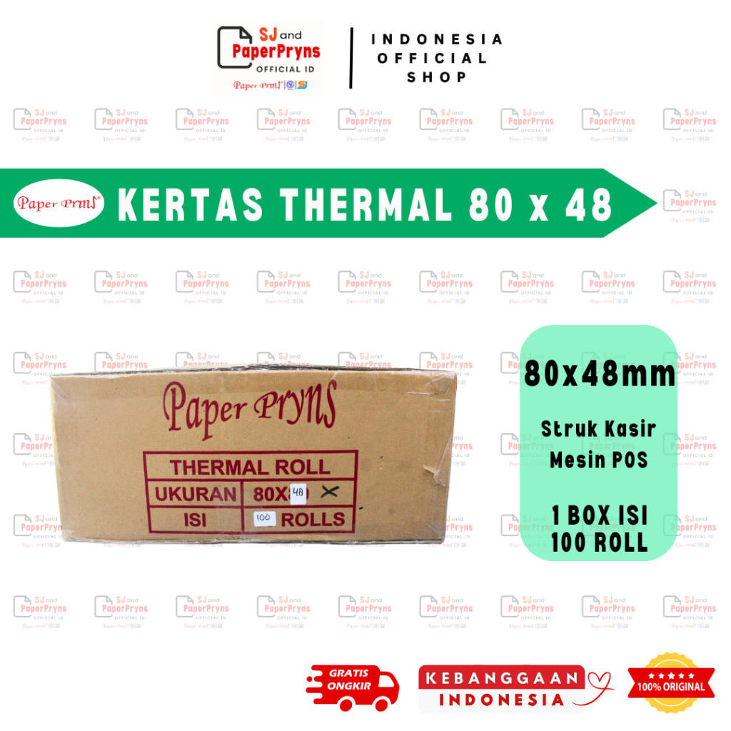 

(BOX) PAPERPRYNS Kertas Thermal Roll (80 x 48mm) - Struk Kasir