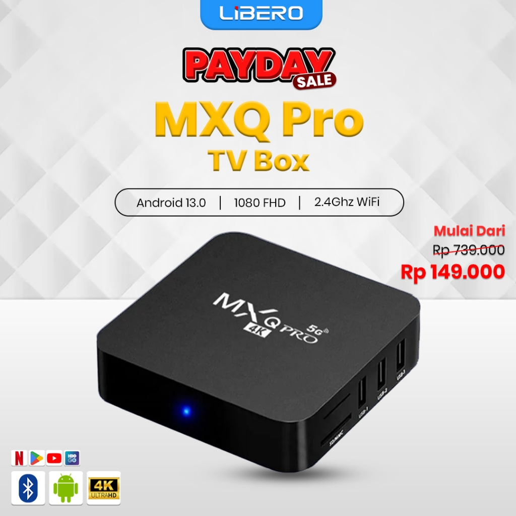 Libero ProjectorMXQ PRO Android TV Box 4K HD Smart Set Top Box 8GB Ram 128GB Rom 2.4GHz/5G WiFi