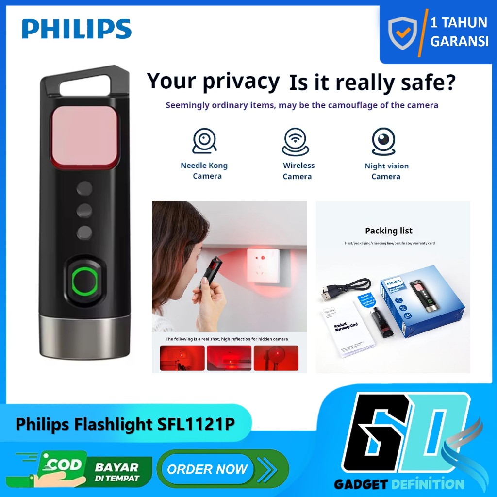 Philips Senter SFL 1121 Senter LED Mini Super Terang Switch Flashlight Lampu Senter Mini LED