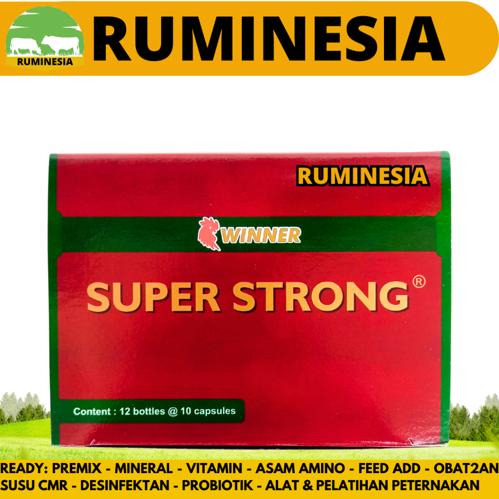 SUPER STRONG AYAM 1 BOX (12BOTOL@10kapsul) - Suplemen Vitamin Multivitamin Ayam Aduan Penambah Stami
