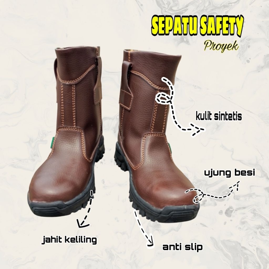 Sepatu Safety Boots Kerja Proyek Ujung Besi