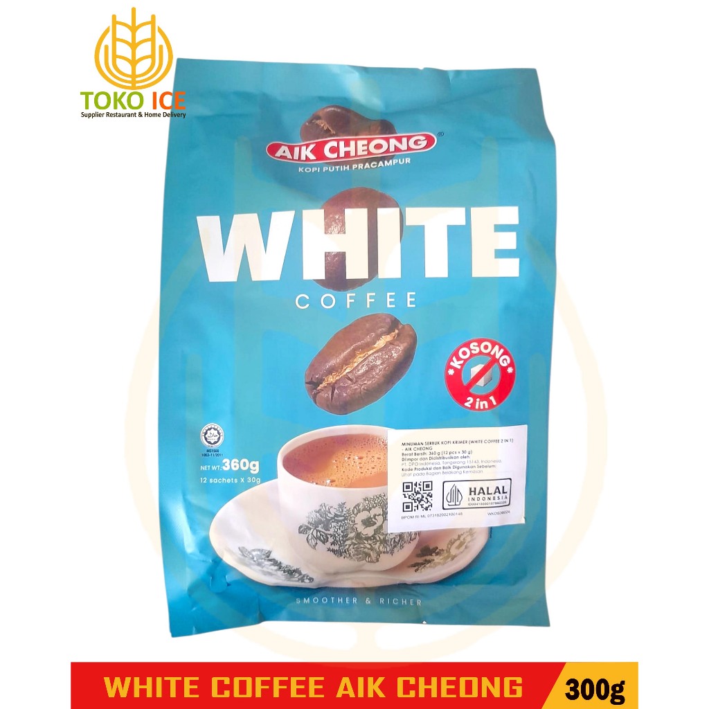 

WHITE COFFEE 2IN1 NO SUGAR AIK CHEONG 360G | Kopi Putih Instan Tanpa Gula 12 Sachet