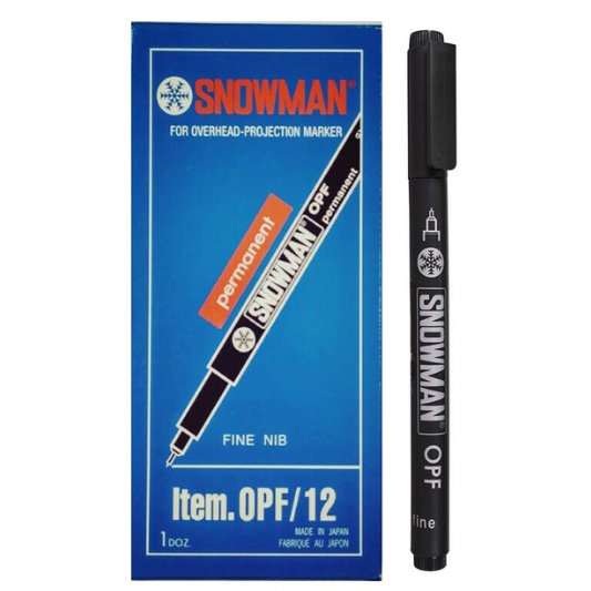 

PEN SNOWMAN OPF 1/2 / OHP HITAM/ PEN F GLASS / PULPEN SNOWMAN HITAM