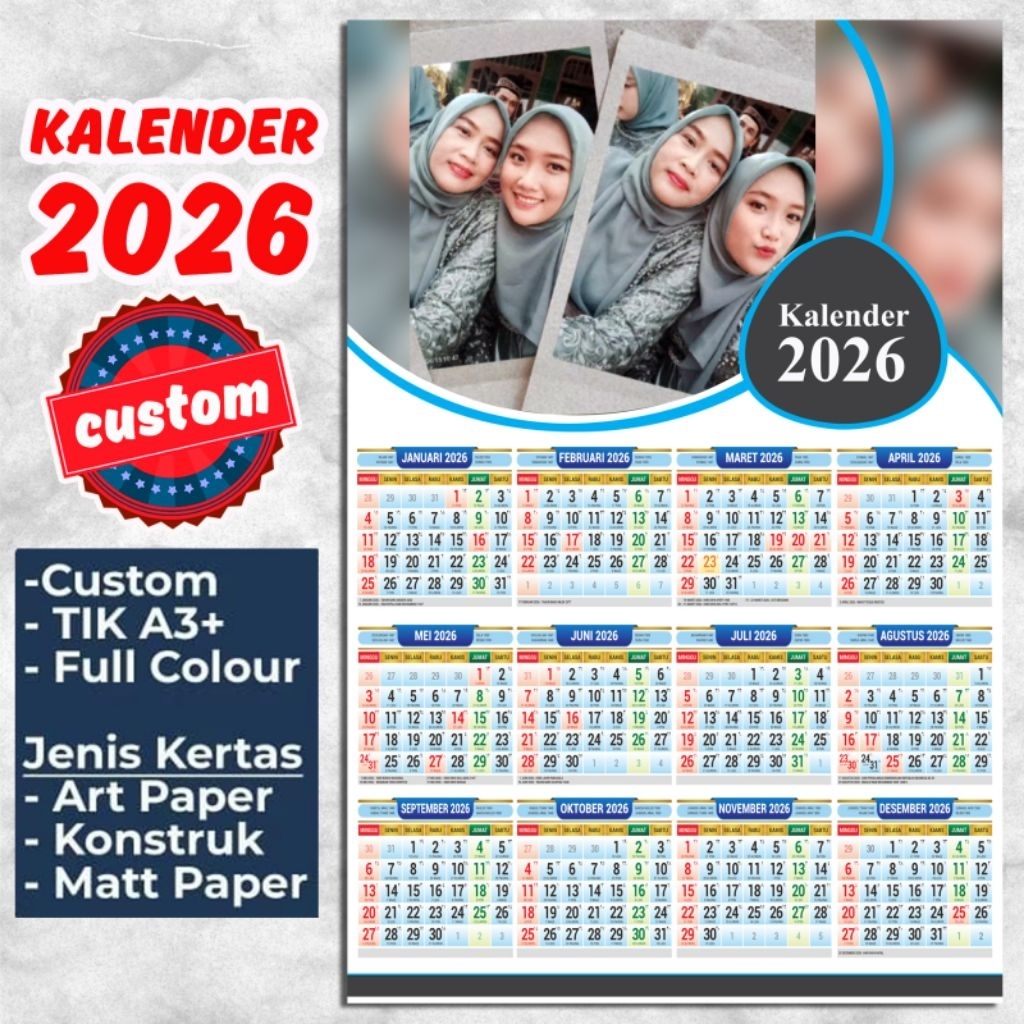 

Cerak Print Kalender Foto Tahun 2026 Untuk Satuan Custom Free desain