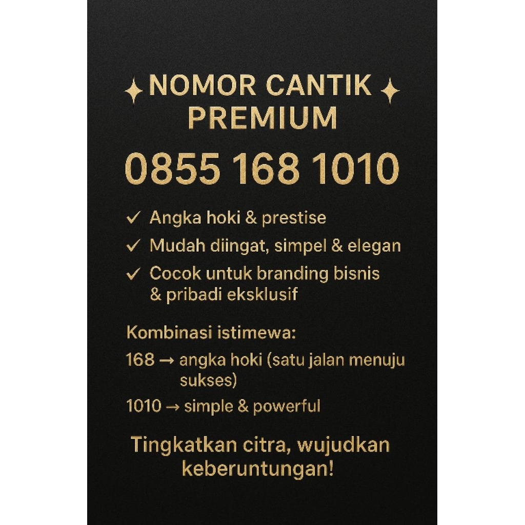 Nomor Cantik Premium Exsclusive 168 Limited Edition Kartu Perdana Pilihan Three Indosat Berkualitas