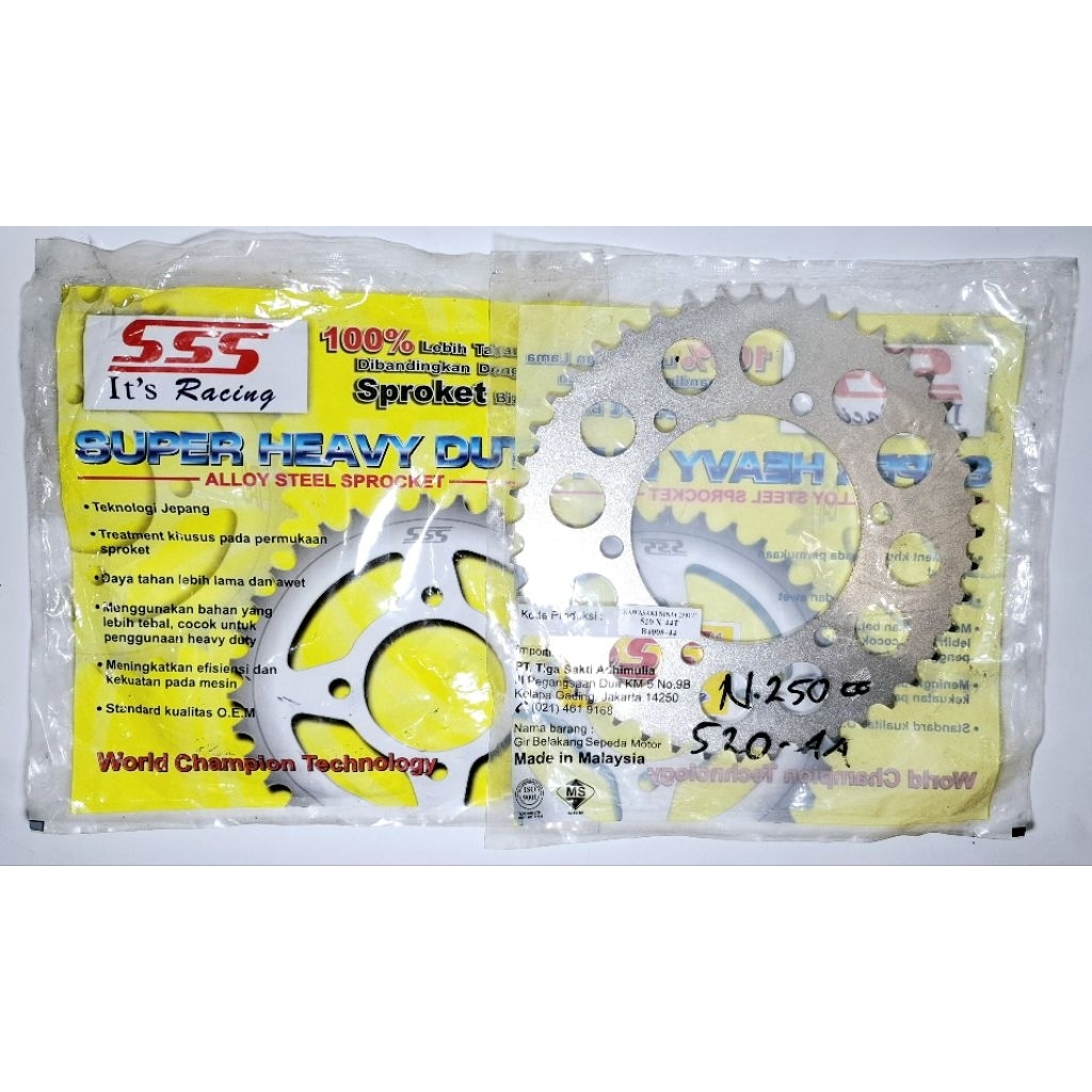 Gear gir belakang Sss 520 Ninja 250 ukuran 44-47