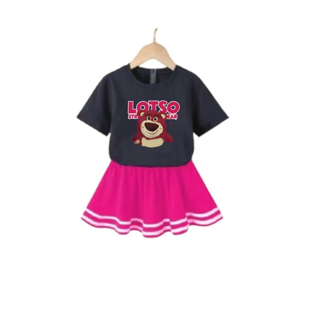Setelan Baju Rok Anak Perempuan Lotso / Setelan Baju Rok Anak Perempuan Katun