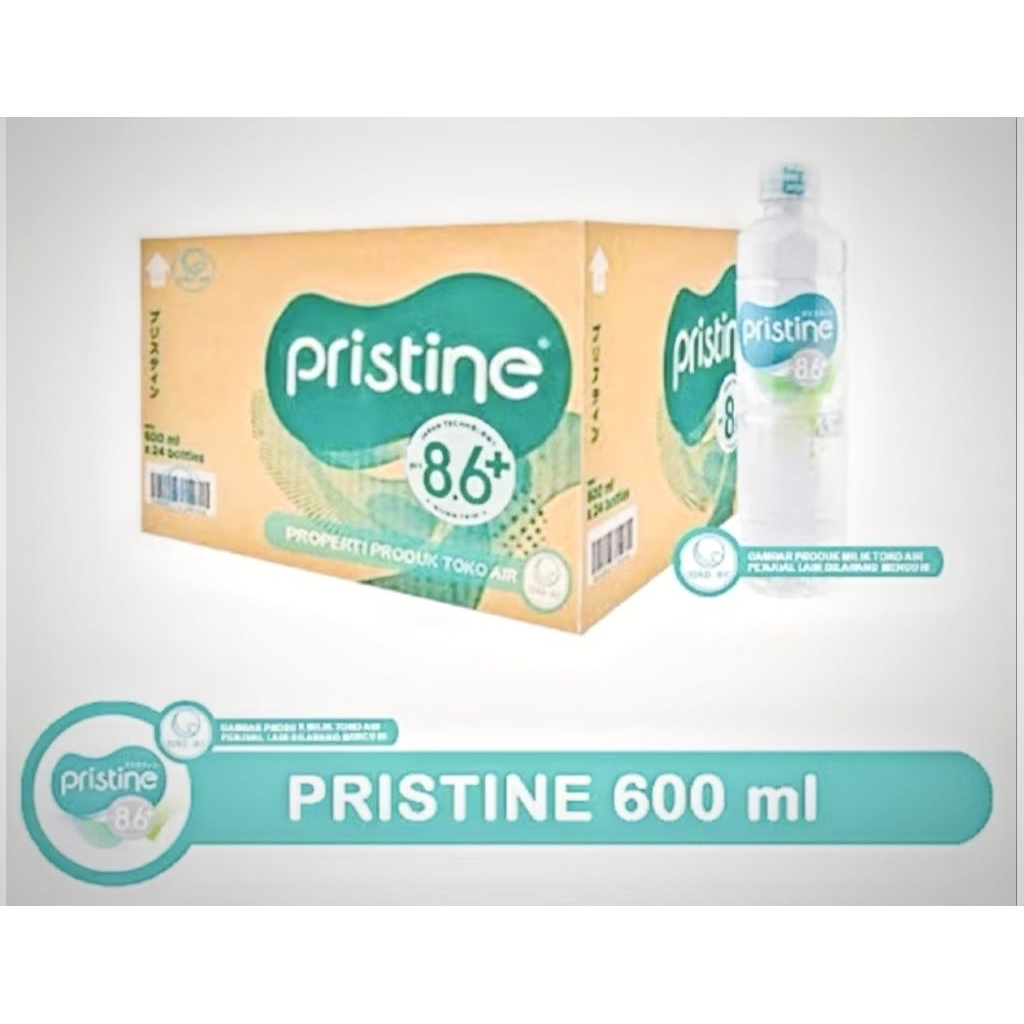 

[1 karton isi 24x600ml] Pristine Air Mineral AlkaliPH Tinggi 86+Original