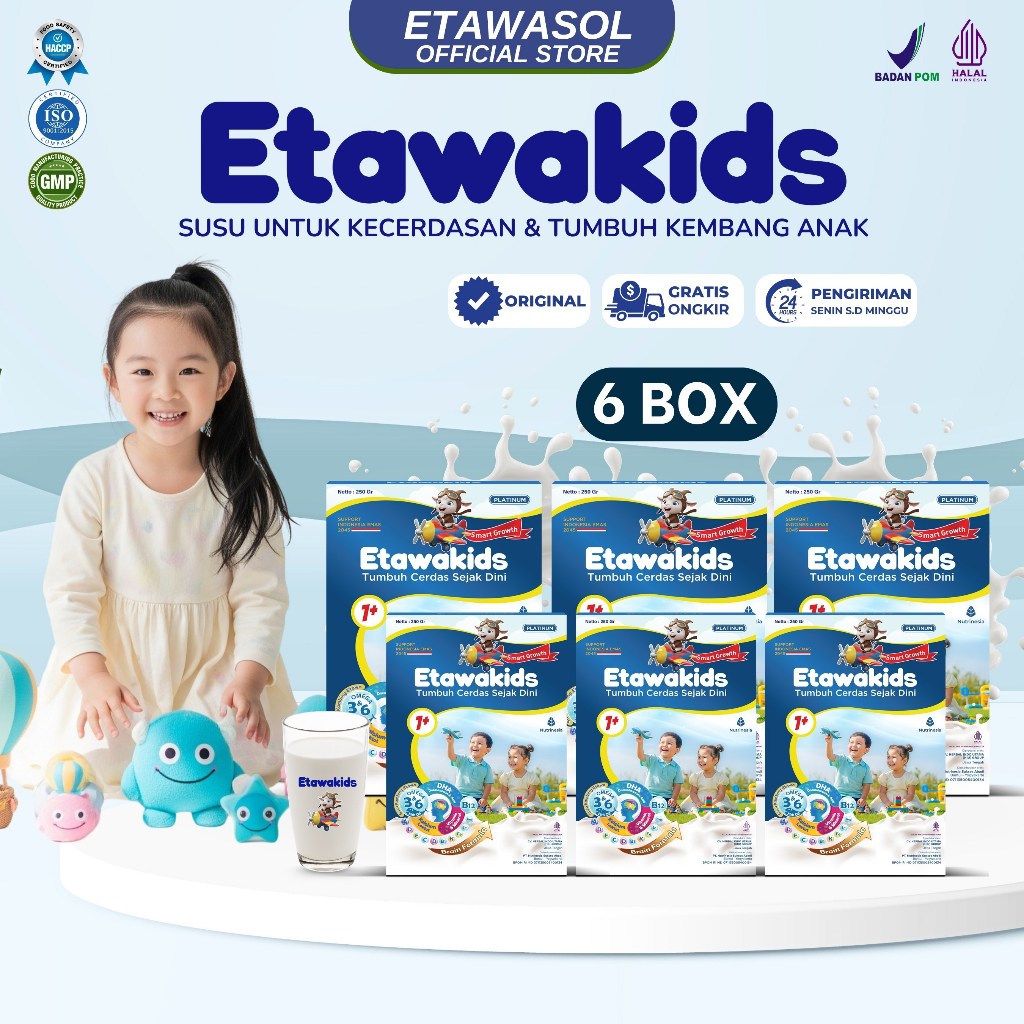 

Etawakids Platinum Susu Anak Lengkap Vitamin & Mineral untuk Kecerdasan & Imunitas Tubuh 6 Box