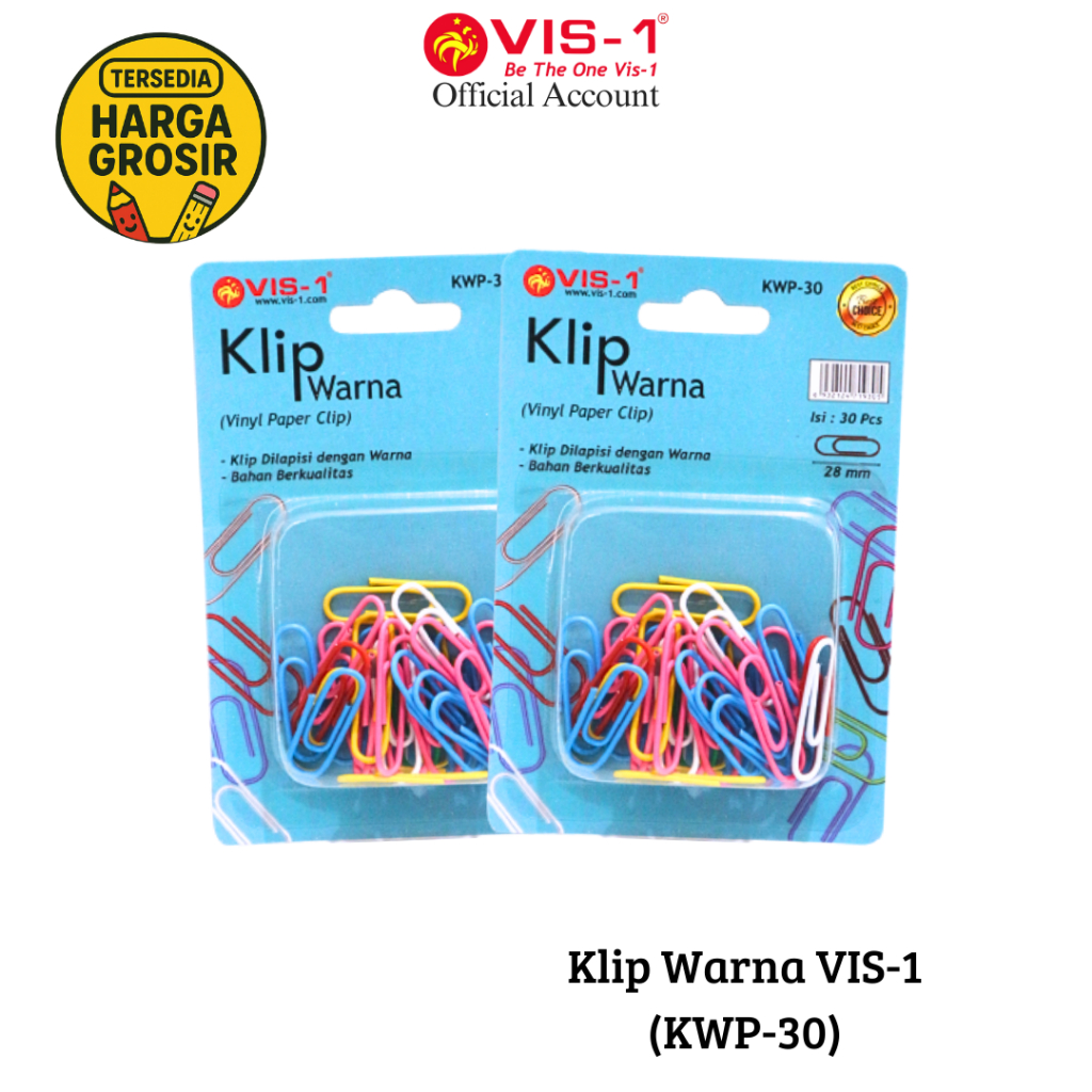 

VIS-1 Klip Warna / Klip Warna Penjepit Kertas / Klip Kertas KWP-30 (30 Pcs)