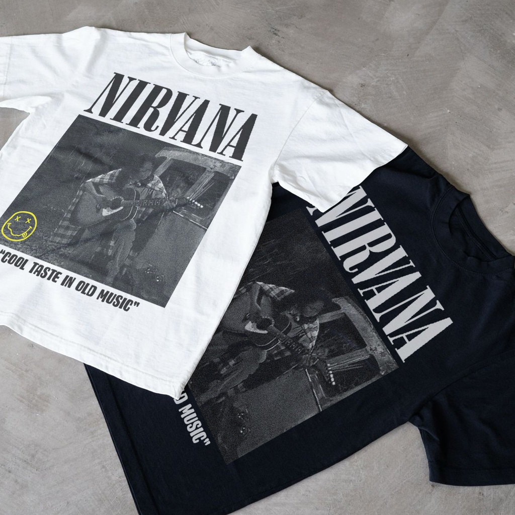 KAOS BAND ROCK VINTAGE NIRVANA X MANDRA DESAIN KUALITAS BAHAN PREMIUM KATUN COMBED - 222