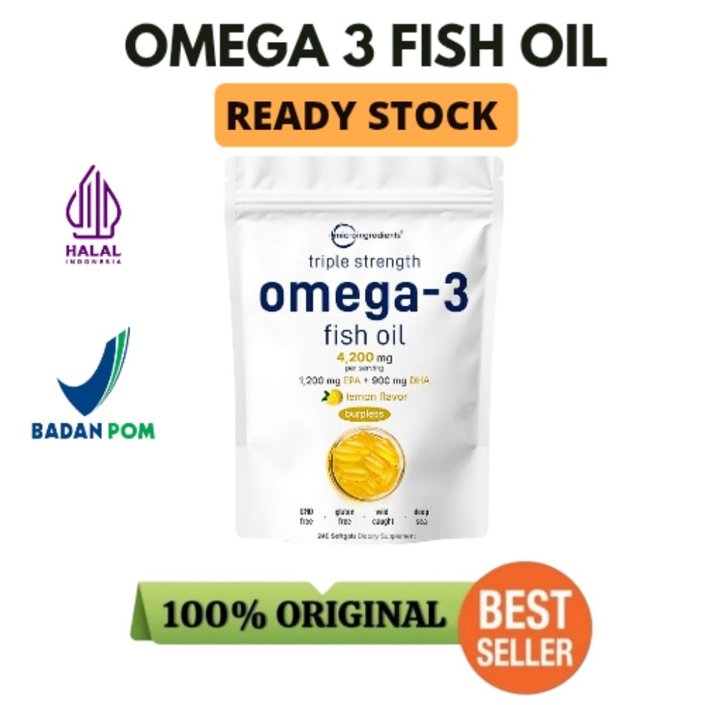 Microingredients OMEGA 3 Fish Oil (100% Asli) Omega 3 Fish Oil + Lemon