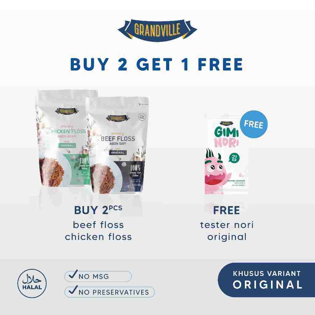 

[TOP CREATOR] BUY 2 GET 1 Grandville Abon SAPI & AYAM Crunchy Duo Mix Pack Free 1 Gift