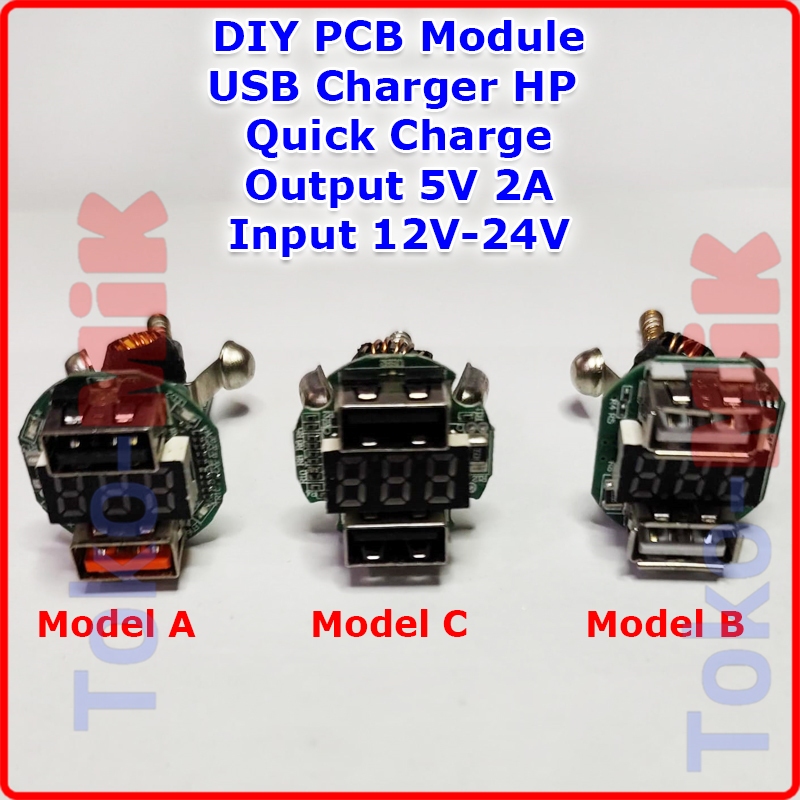 DIY Modul USB Charger HP QC Quick Charge Fast Charging Standar Charge 5V 2A Input DC 12V-24V