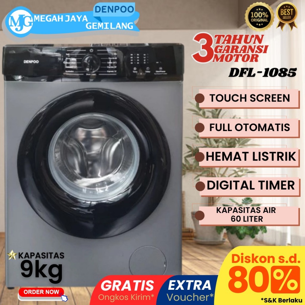 Mesin Cuci Front Loading Denpoo -DFL 810 (8kg) Low Watt