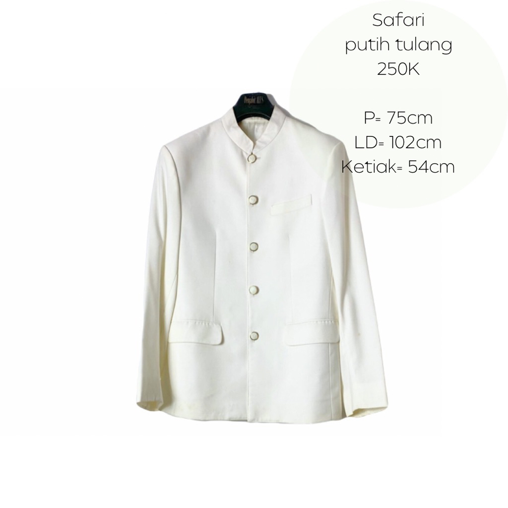 baju safari pria putih tulang bagus tebal furing panjang kondangan