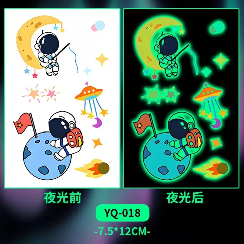 Stiker tato lucu yang menyala di malam hari. Tahan air, bisa bertahan seminggu