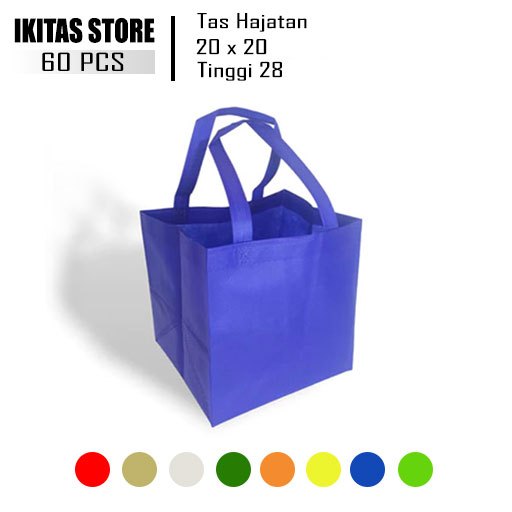 

Jual (60 Pcs) Tas Hajatan Box 20x20 cm / Tas Box Nasi / Tas Spunbond