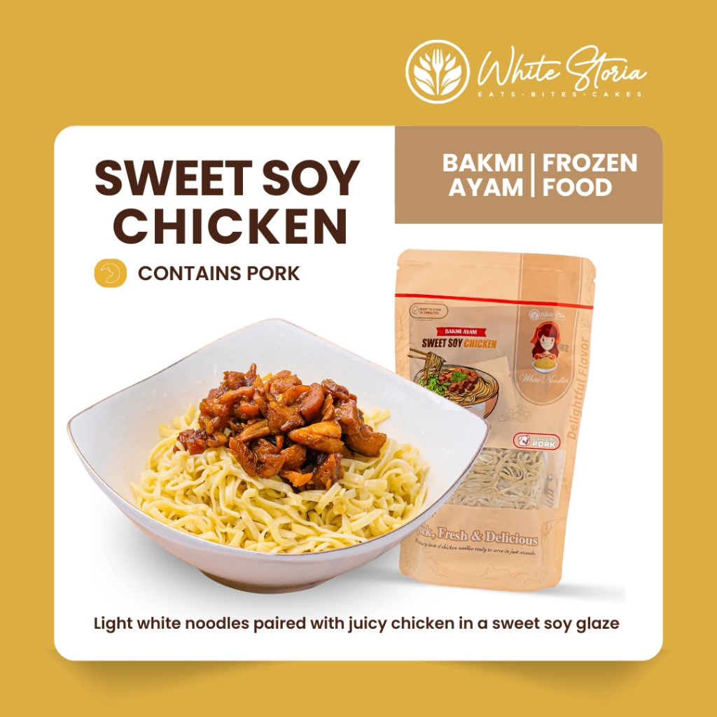 

WHITE STORIA - Bakmi Ayam Frozen Premium - White Noodles Sweet Soy Chicken - CONTAINS PORK