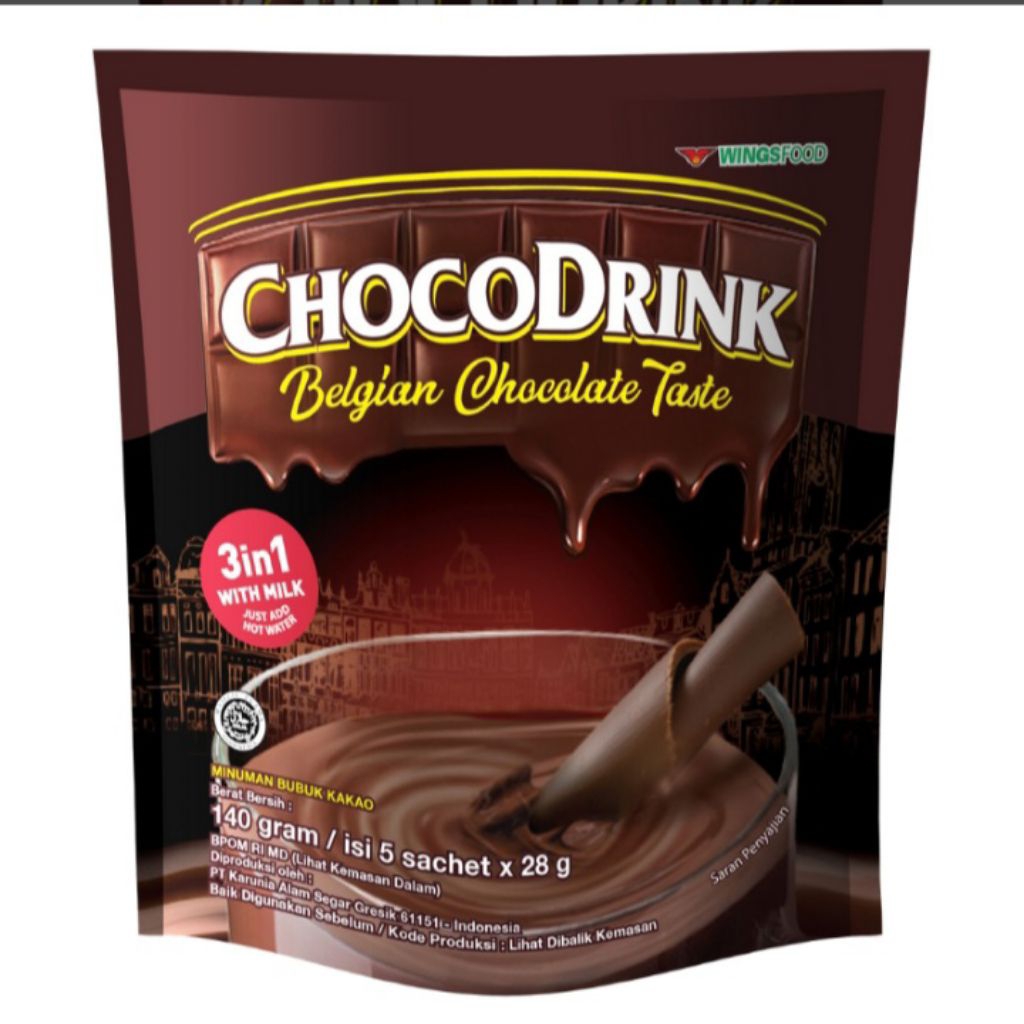 

CHOCODRINK MINUMAN INSTAN KEMASAN CHOCOLATE BELGIAN 5 PCS X 28 GR
