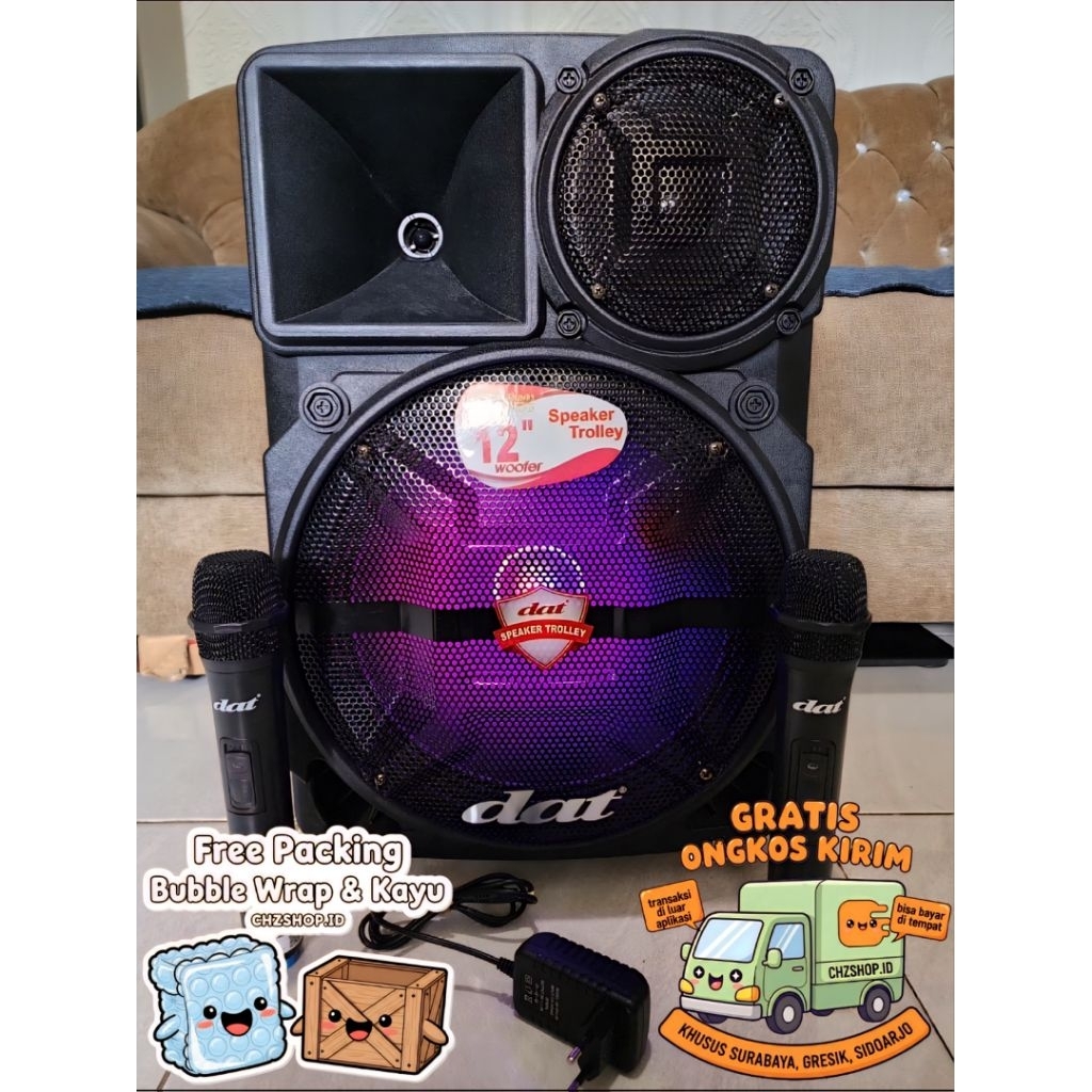 TANPA KARDUS DAT DT123 Speaker Troli 12 inch DT 123 Trolley Speaker 12nch