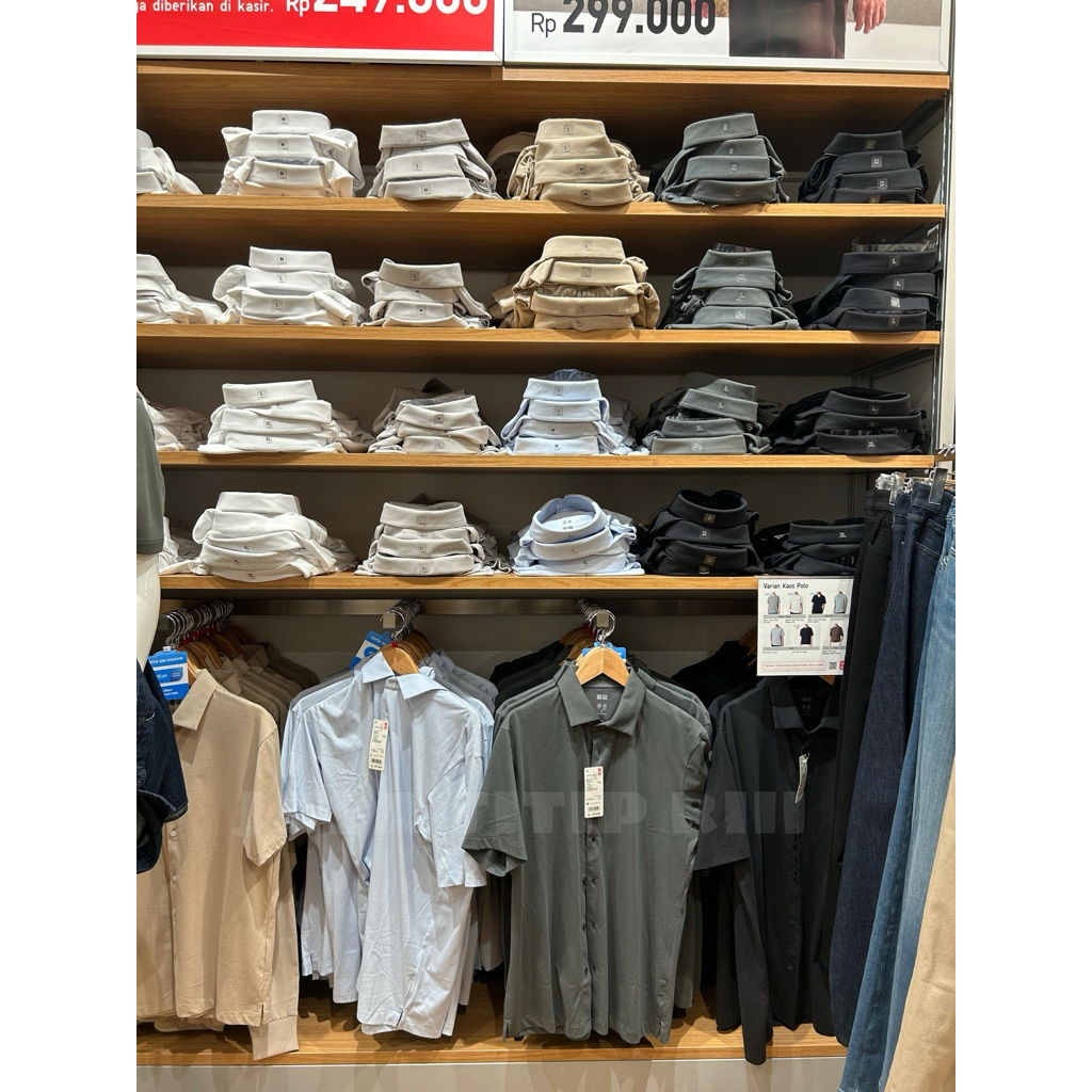 AIRism Katun Kaos Polo Kancing Full MEN UNIQLO