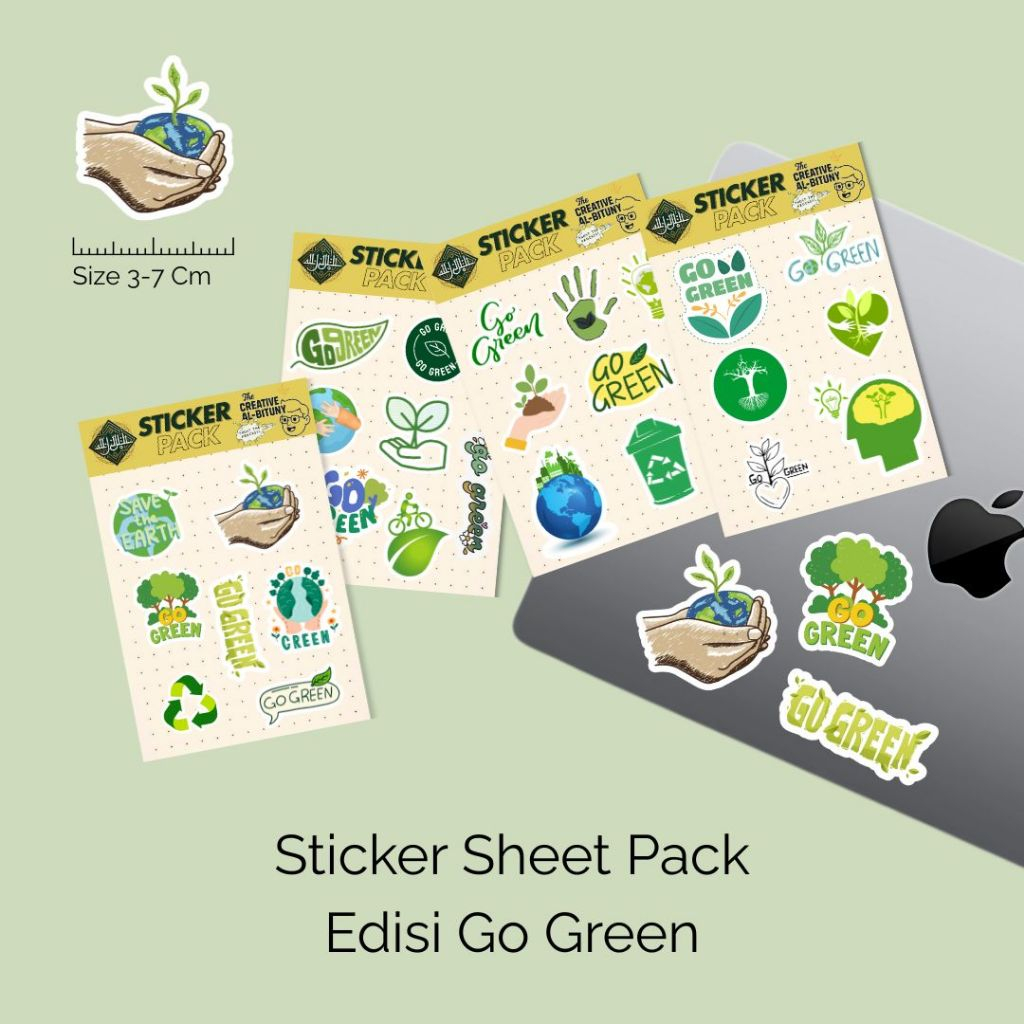 

Sticker Stiker Pack Go Green Save Earth Recycle No Plastik - Stiker Vinyl High Quality VOL 1