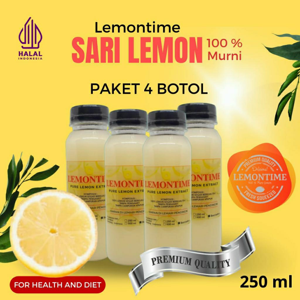 

LEMONTIME SARI LEMON MURNI PAKET 4 BOTOL JUICE LEMON DIET JUS PELANGSING ASLI PREMIUM