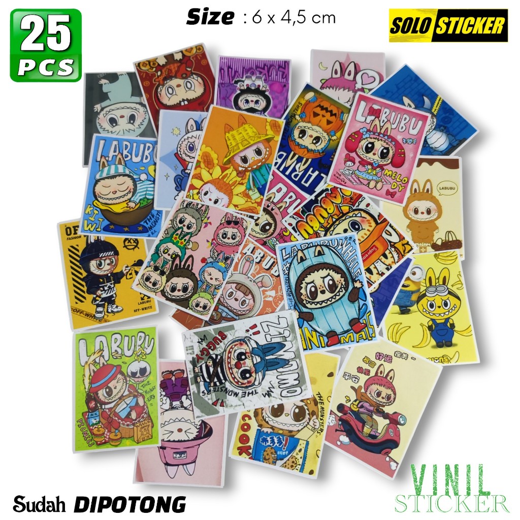 

25 pcs STICKER Labubu VINIL ANTI AIR - SUDAH DIPOTONG