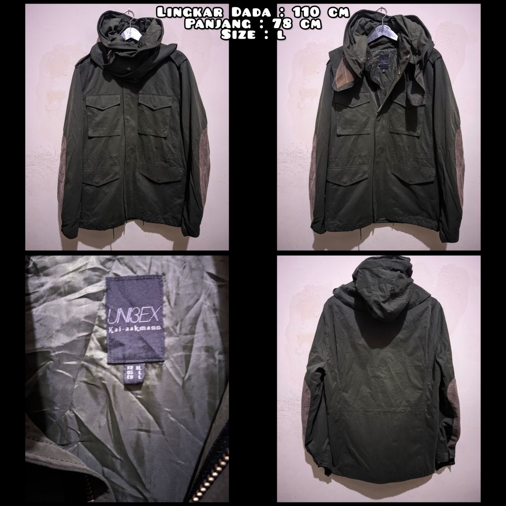 Jaket Parka Warna Hijau Army Merk Kai Aakmann Second Original.