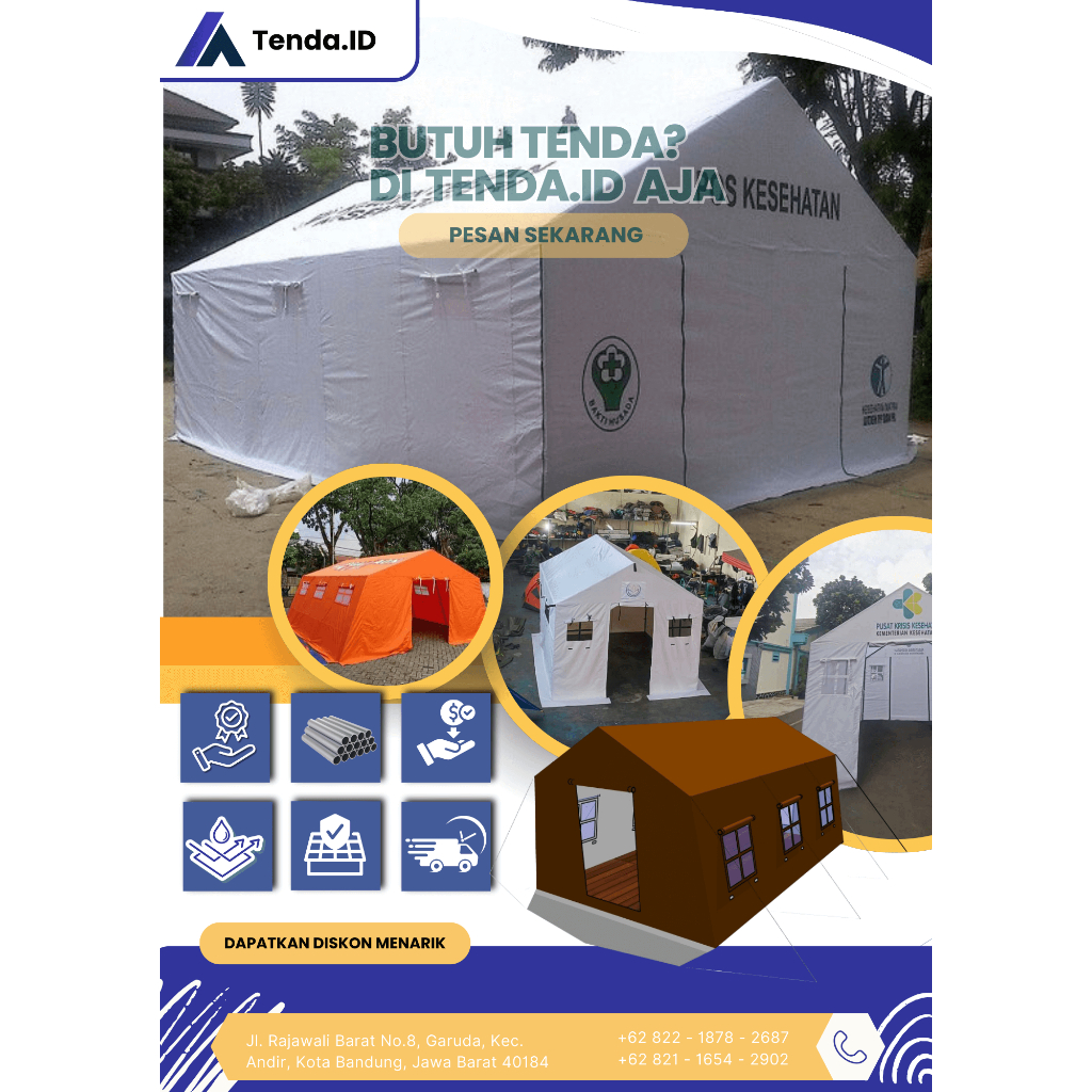 Tenda Darurat Posko Serbaguna Kesehatan Uk 4x6 Tenda PMI Pos Siaga Gratis Logo & Tulisan