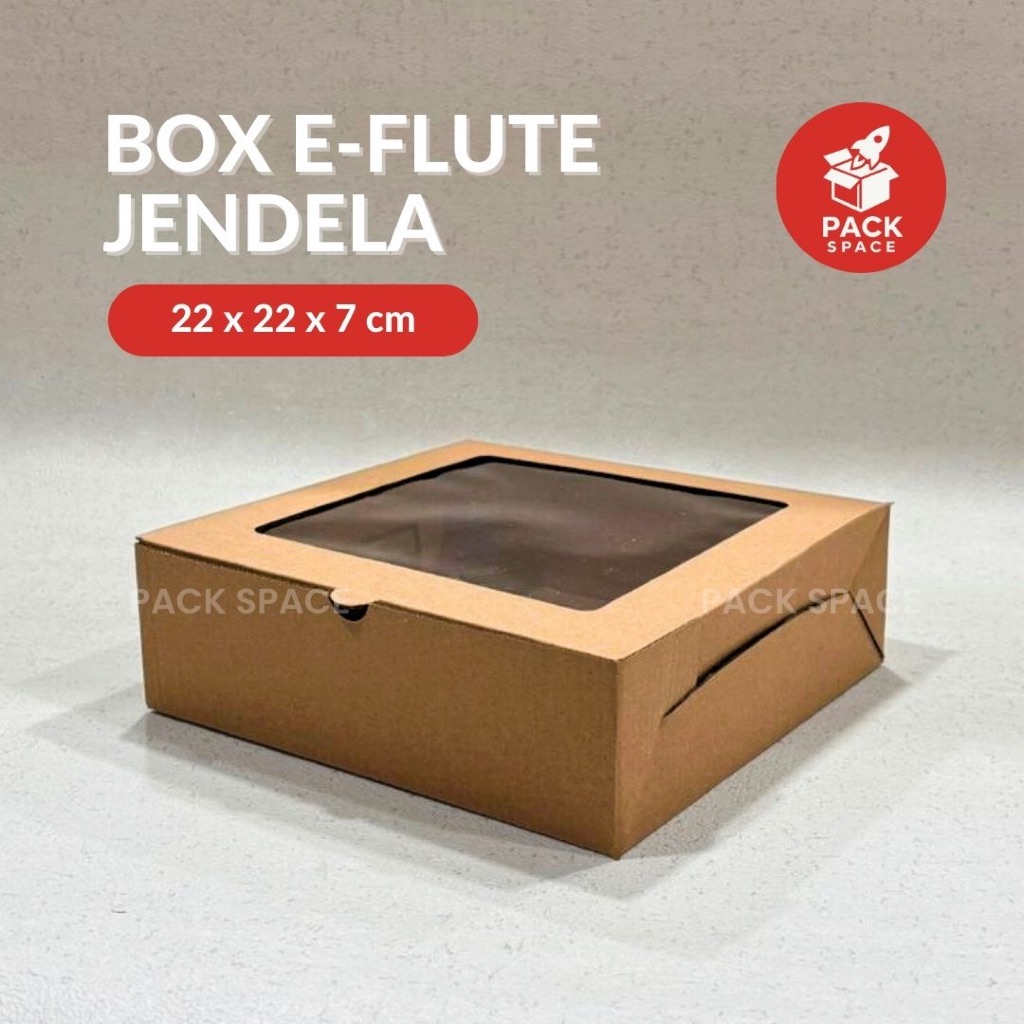 

Box Kardus E-Flute Coklat Window Untuk Packaging Olshop Sovenir Baju Kotak Kado Hampers Cake 22x22x7 CM