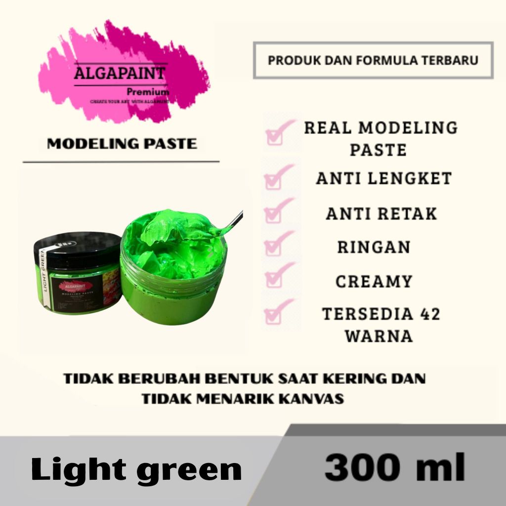 

Algapaint premium modeling paste LIGHT FREEN / sculpture / impasto /teksture art / tekstur / lukisan aesthetic / cat akrilik /painting / relief /water base