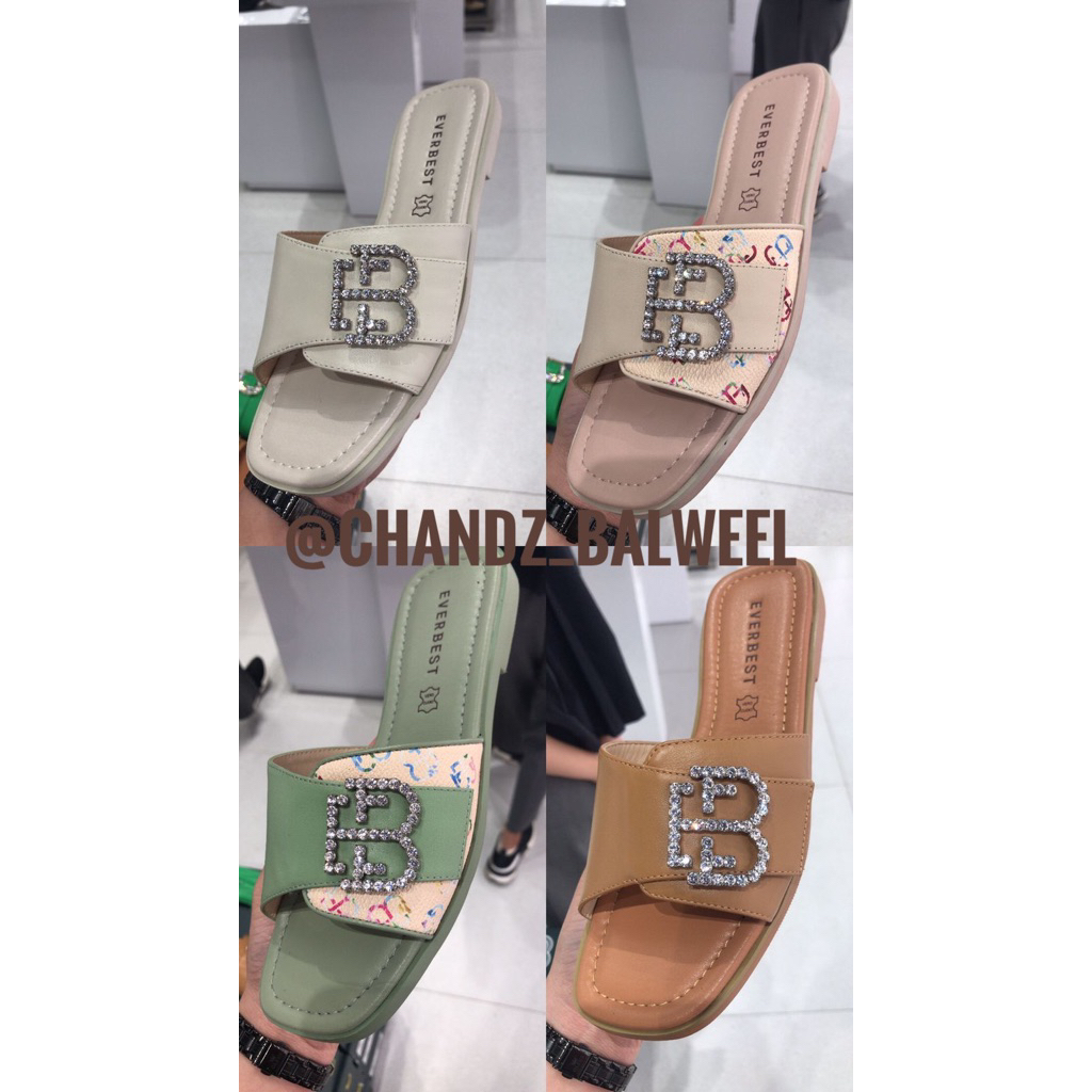 EVERBEST UGGY SANDAL FLAT BAHAN LEATHER