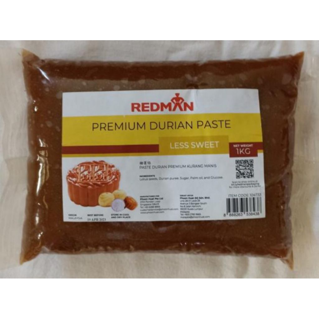 

Redman Mooncake Premium Durian Paste Less Sweet 1Kg Pasta Isian Kue Bulan Filling Mooncake