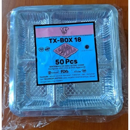 Mika Sekat Nasi Kotak - Mika TX Box 18x18 Gajah - isi 50pcs