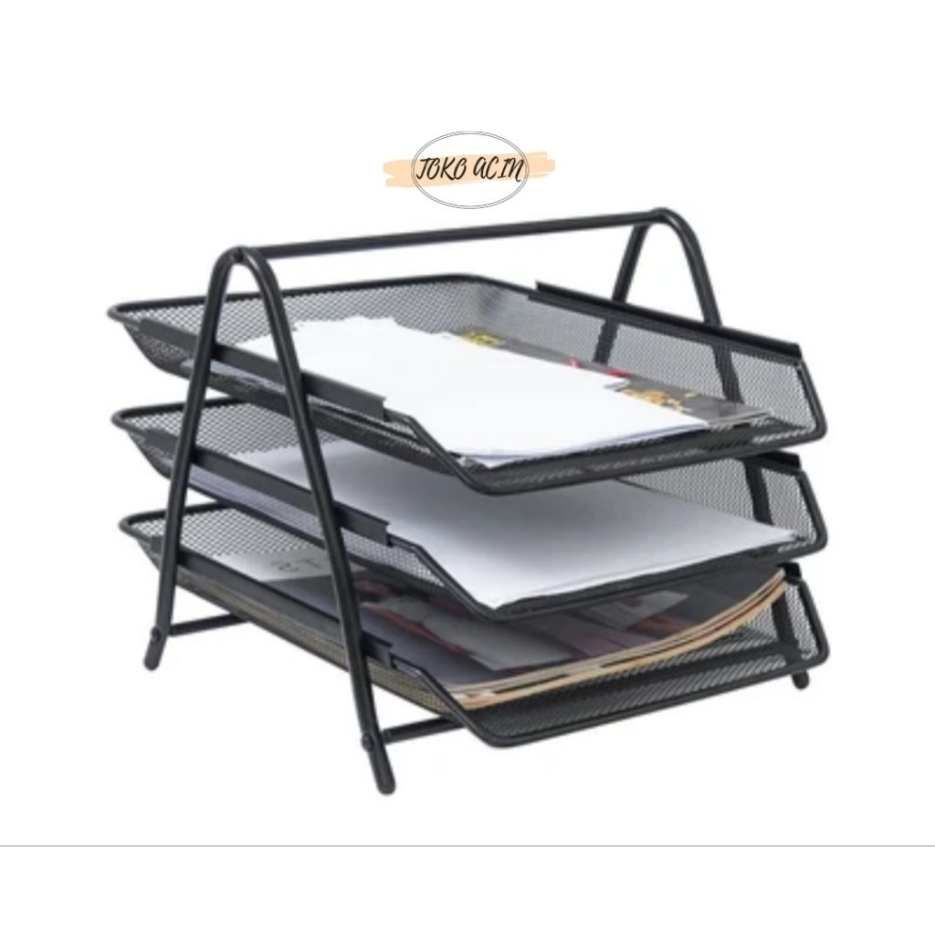 

Organizer file 3 tingkat hitam, file organizer, organizer serbaguna, organizer meja