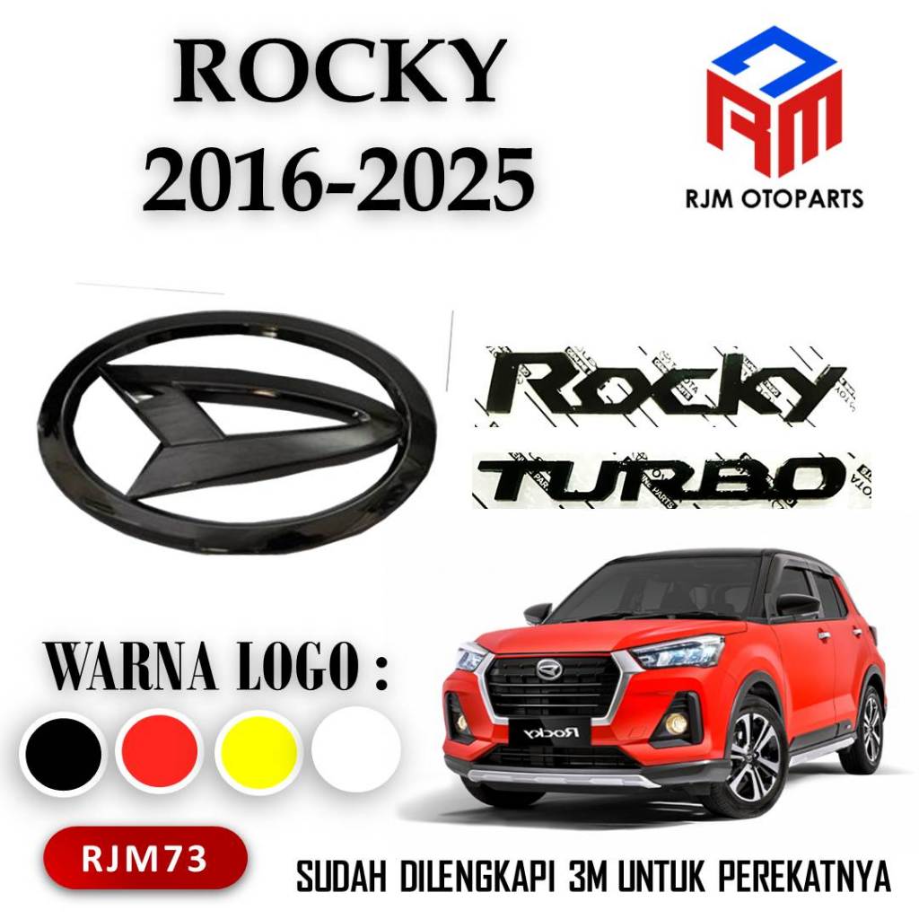 EMBLEM MOBIL LOGO DAIHATSU ROCKY 2016 - 2025 DEPAN BELAKANG, TULISAN ROCKY, TURBO - RJM73
