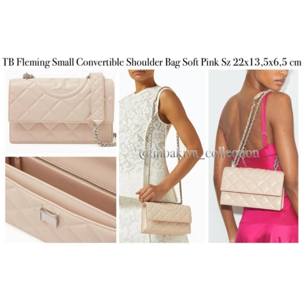 TB Fleming Small Convertible Shoulder Bag Soft Pink