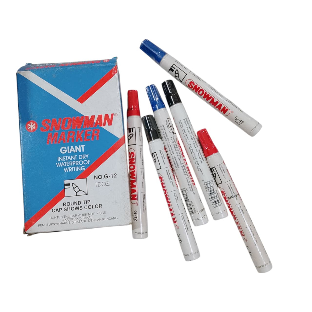 

Spidol snowman permanen G12 Hitam, biru & merah/Marker Permanent