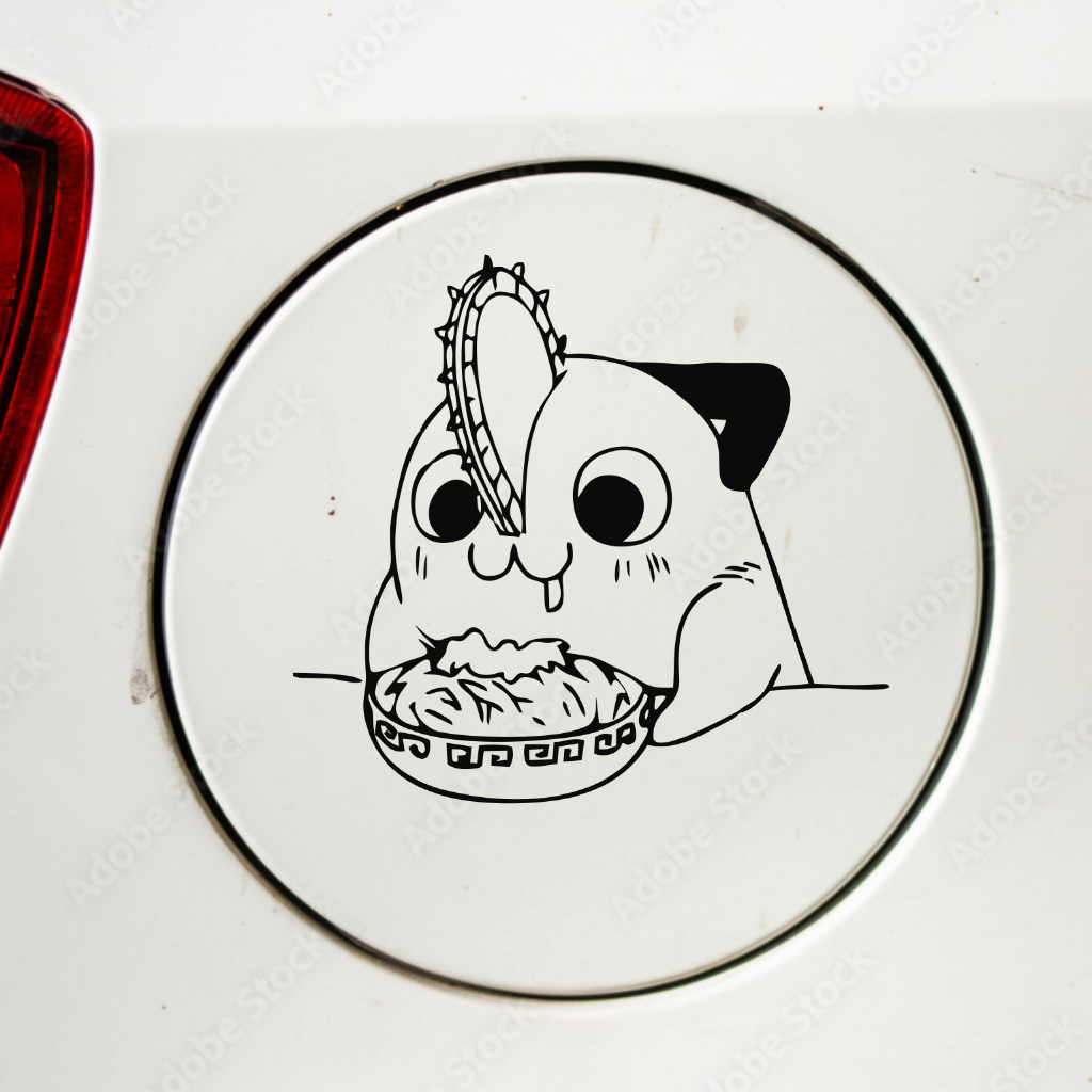 CUTTING STICKER MOBIL POCHITA CHAINSAW MAN STIKER TANGKI MOBIL POCHITA LUCU BERKUALITAS