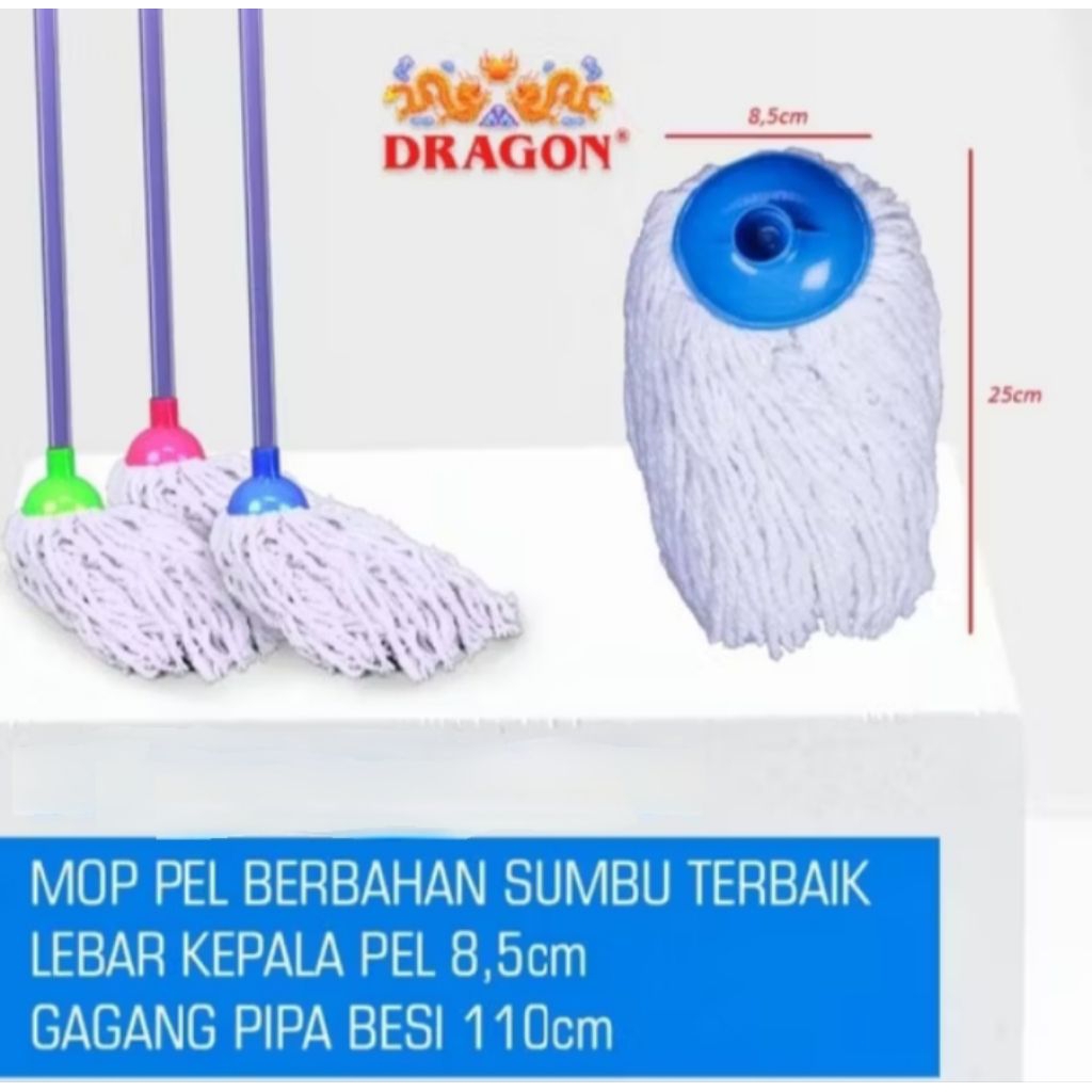 Pel Mol Sumbu Bulat Dragon Alat pembersih Lantai Gagang Besi Dragon